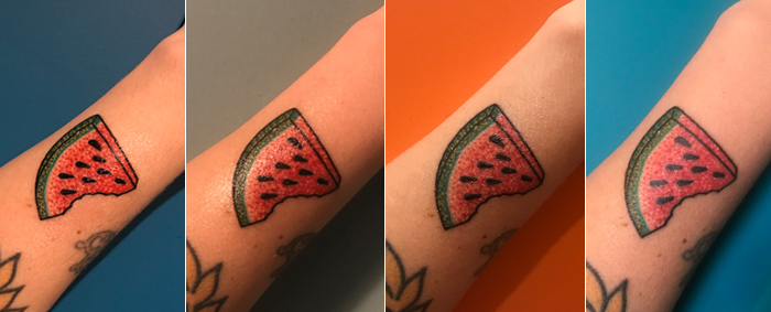 A tattoo during different stages of the tattoo healing process