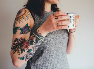 Women with a tattoo sleeve